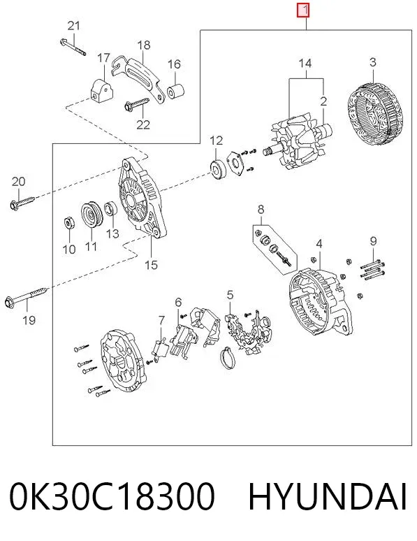 Alternador 0K30C18300 Hyundai/Kia