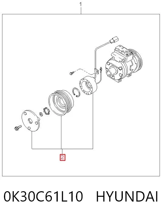 Acoplamiento magnético, compresor del aire acondicionado  0K30C61L10 Hyundai/Kia