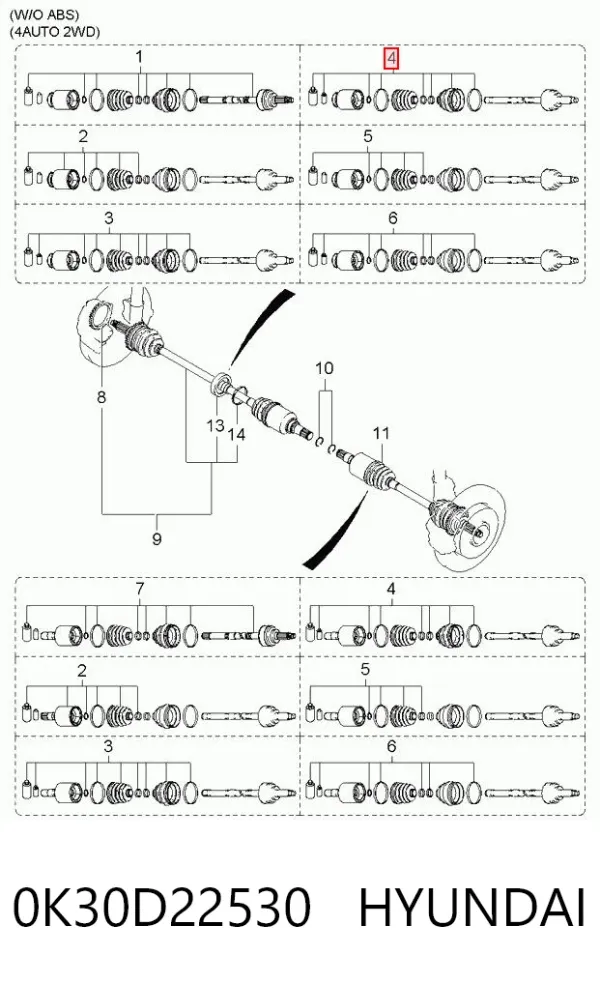 Fuelle de palier delantero exterior 0K30D22530 Hyundai/Kia