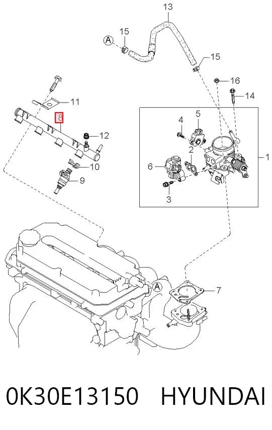 Rampa de combustible 0K30E13150 Hyundai/Kia