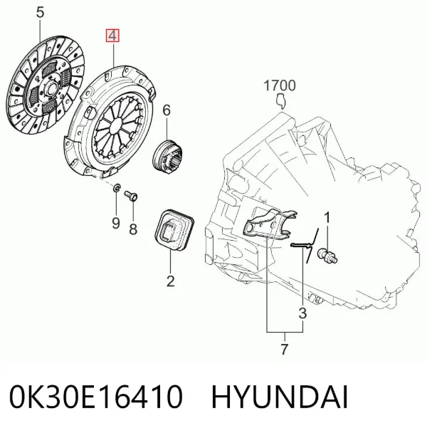 Plato de presión de embrague 0K30E16410 Hyundai/Kia
