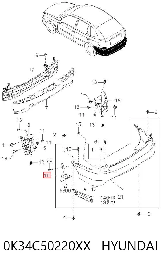 Parachoques trasero KIA Rio I
