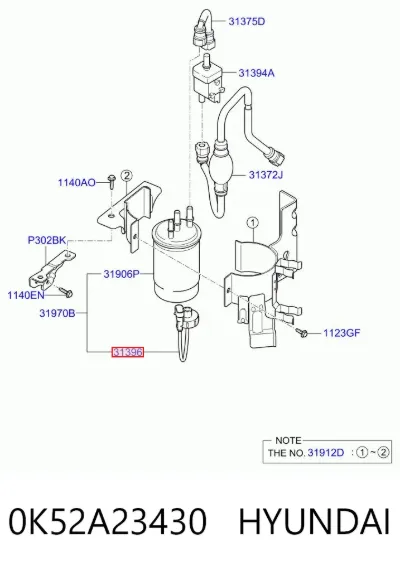 Sensor de nivel de agua del filtro de combustible HYUNDAI 0K52A23430