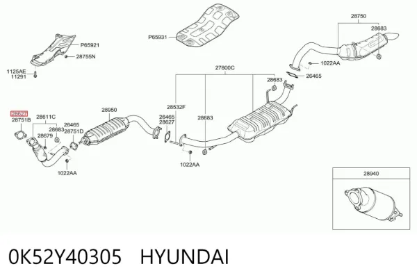 Junta de escape 0K52Y40305 Hyundai/Kia