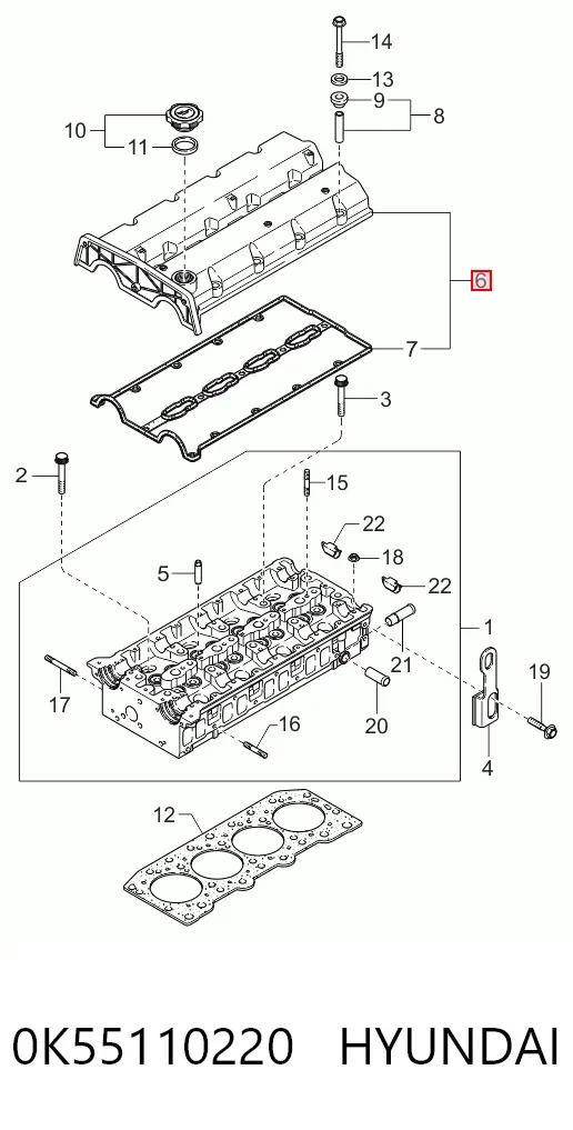 Tapa de balancines 0K55110220 Hyundai/Kia
