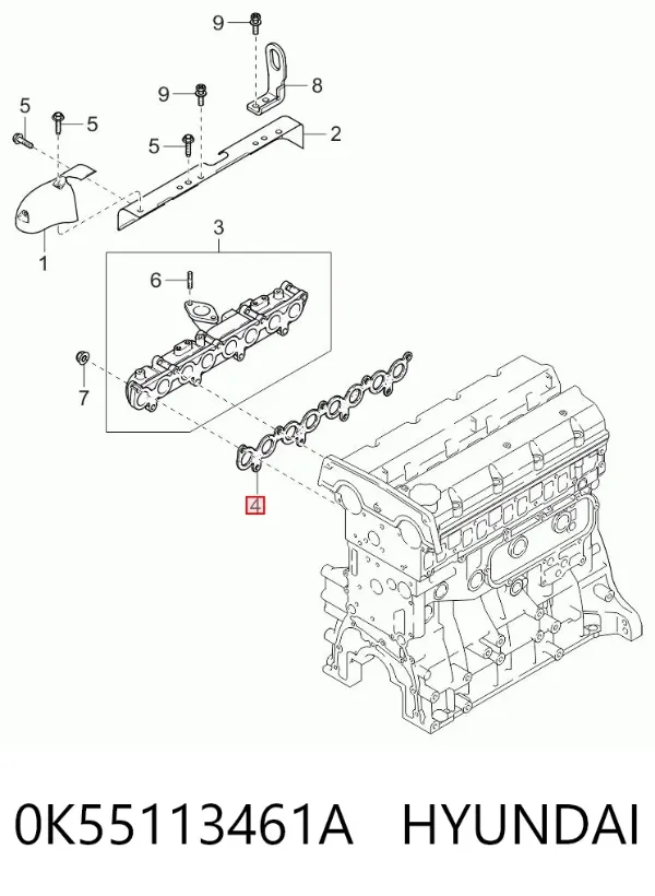 Junta colector escape 0K55113461A Hyundai/Kia