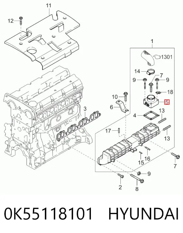 Calentador de aire del colector de admisión 0K55118101 Hyundai/Kia