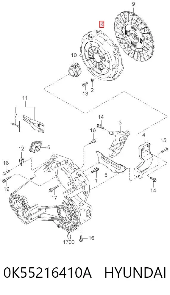 Plato de presión de embrague 0K55216410A Hyundai/Kia
