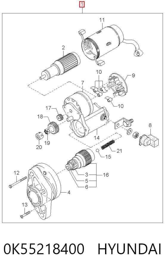 Motor de arranque 0K55218400 Hyundai/Kia