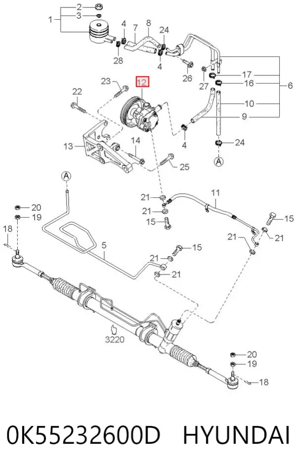 Bomba de dirección 0K55232600D Hyundai/Kia