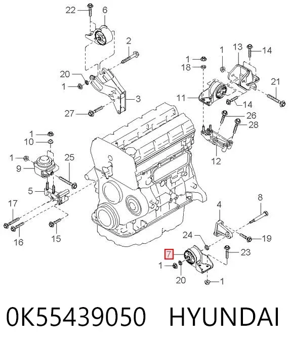Soporte de motor delantero 0K55439050 Hyundai/Kia
