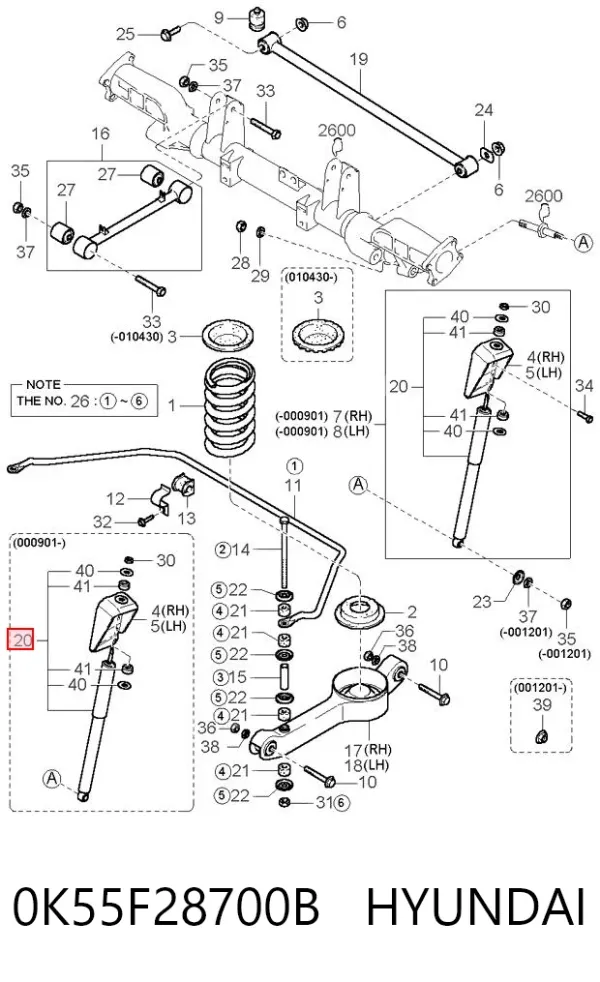 Amortiguador trasero 0K55F28700B Hyundai/Kia