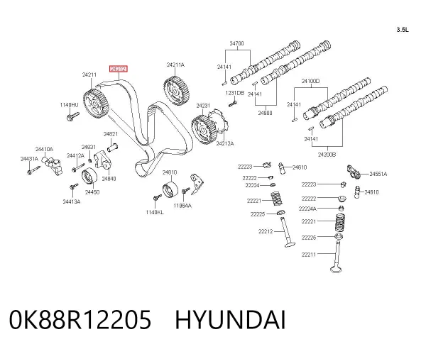 Correa distribución 0K88R12205 Hyundai/Kia