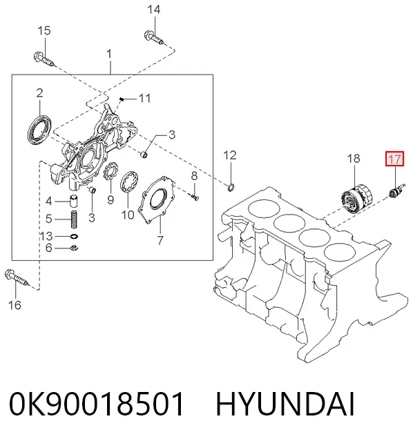 Sensor de presión de aceite 0K90018501 Hyundai/Kia