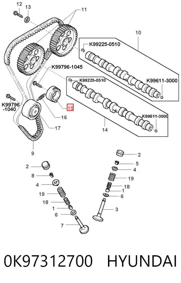 Tensor correa distribución 0K97312700 Hyundai/Kia