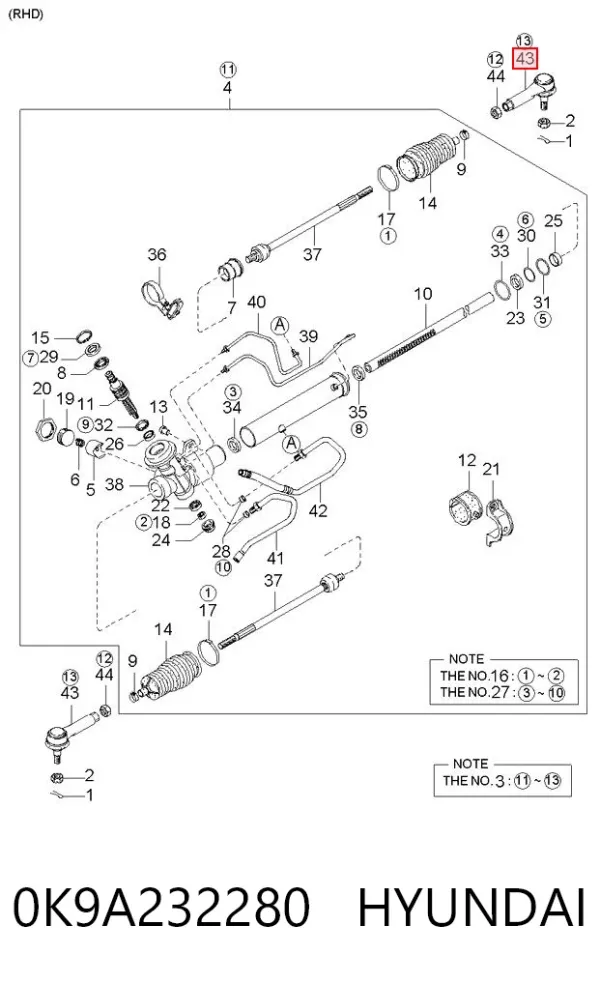 Rótula barra de dirección 0K9A232280 Hyundai/Kia