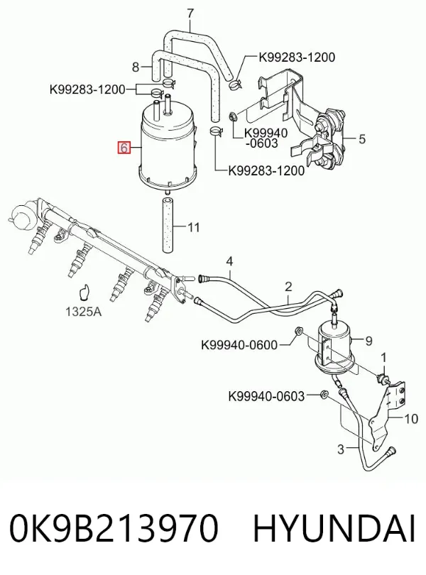 Filtro de carbón activado 0K9B213970 Hyundai/Kia