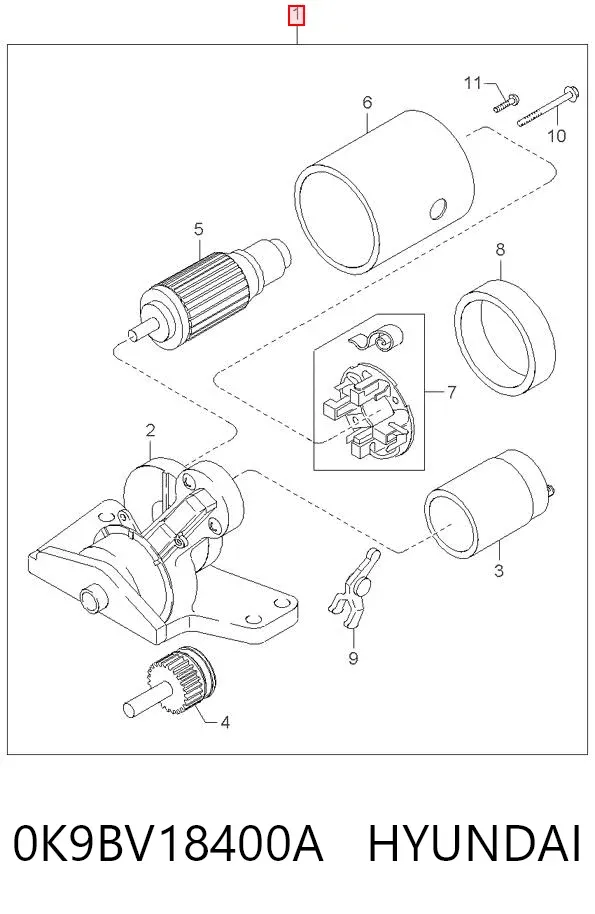 Motor de arranque 0K9BV18400A Hyundai/Kia