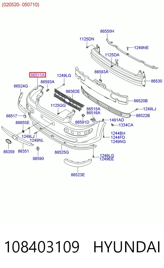 Paragolpes 108403109 Hyundai/Kia