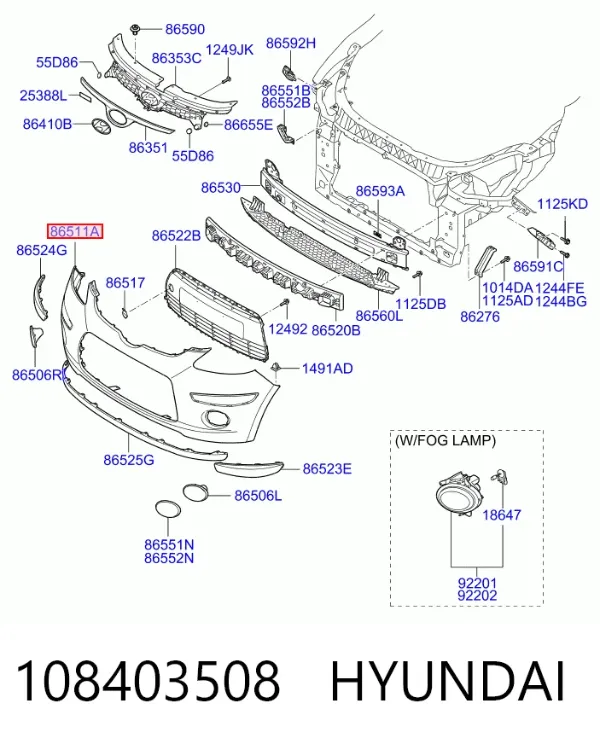 Paragolpes 108403508 Hyundai/Kia