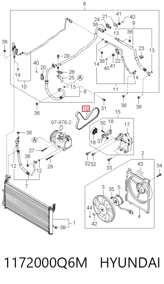Correa de alternador 1172000Q6M Hyundai/Kia