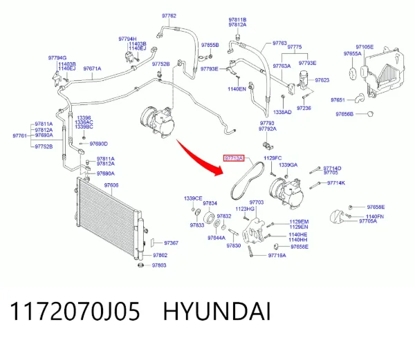 Correa de alternador 1172070J05 Hyundai/Kia