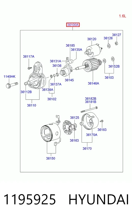 Motor de arranque 1195925 Hyundai/Kia