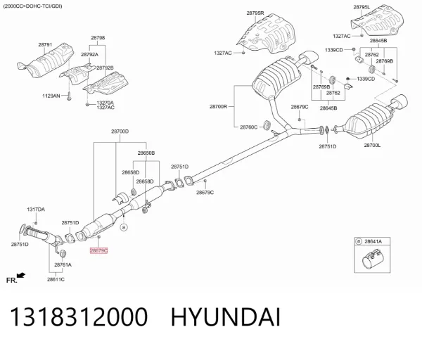 Tuerca del colector de escape 1318312000 Hyundai/Kia