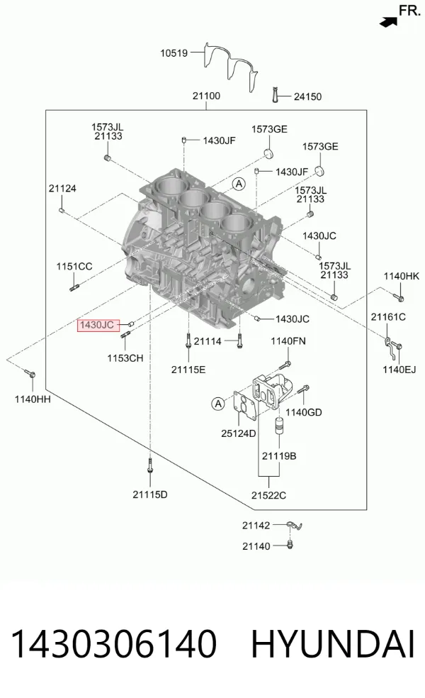 Chaveta de cigüeñal 1430306140 Hyundai/Kia