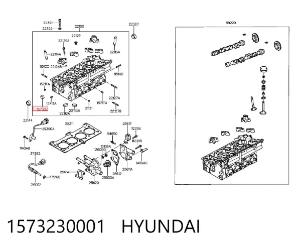 Tapa culata 1573230001 Hyundai/Kia