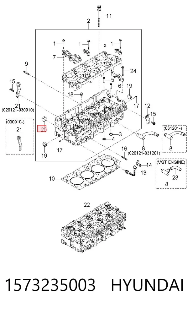 Tapa culata 1573235003 Hyundai/Kia