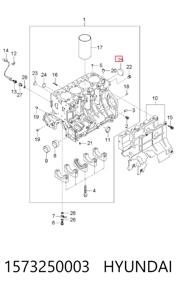 Tapa culata 1573250003 Hyundai/Kia