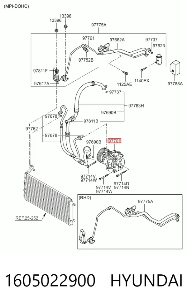 Compresor de aire acondicionado 1605022900 Hyundai/Kia