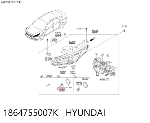 Lámpara halógena 1864755007K Hyundai/Kia