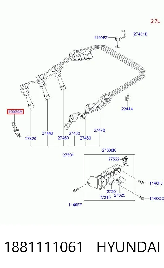 Bujía 1881111061 Hyundai/Kia