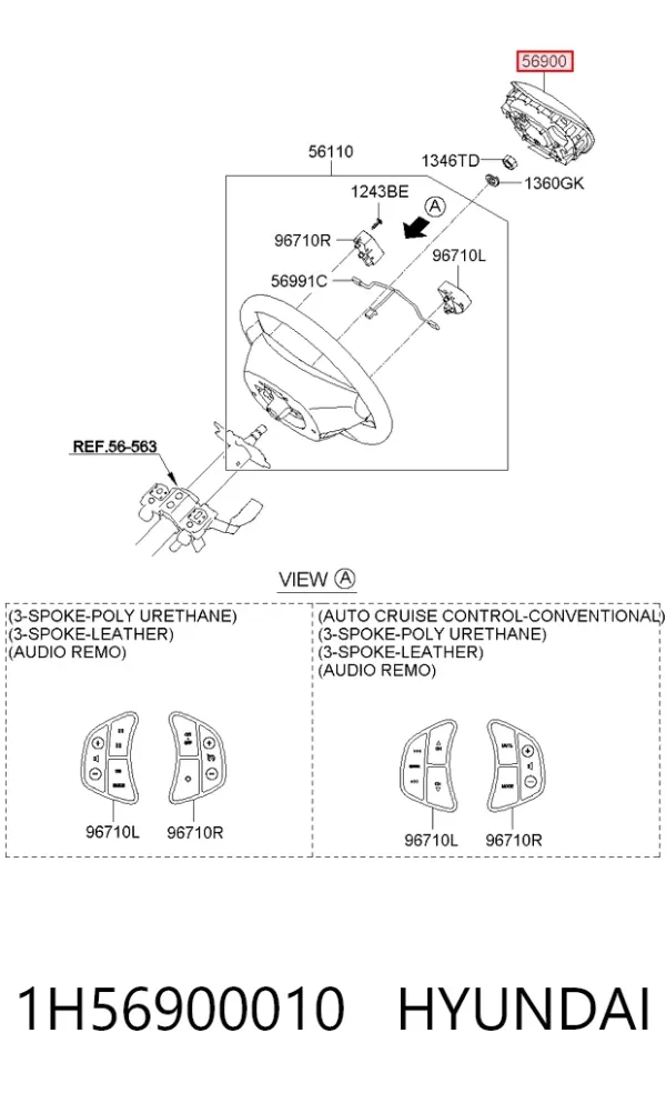 Airbag de volante 1H56900010 Hyundai/Kia