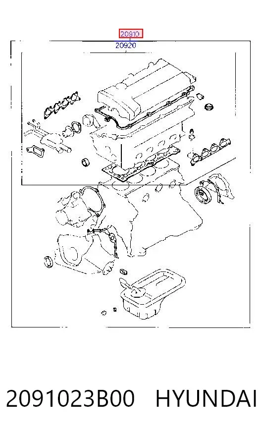 Juego de juntas para motor 2091023B00 Hyundai/Kia