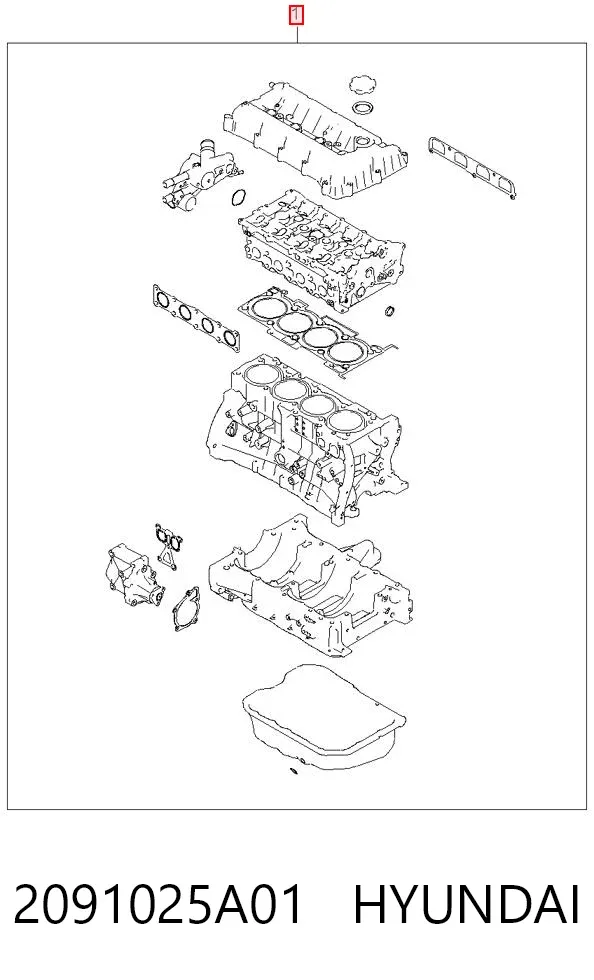 Juego de juntas para motor 2091025A01 Hyundai/Kia