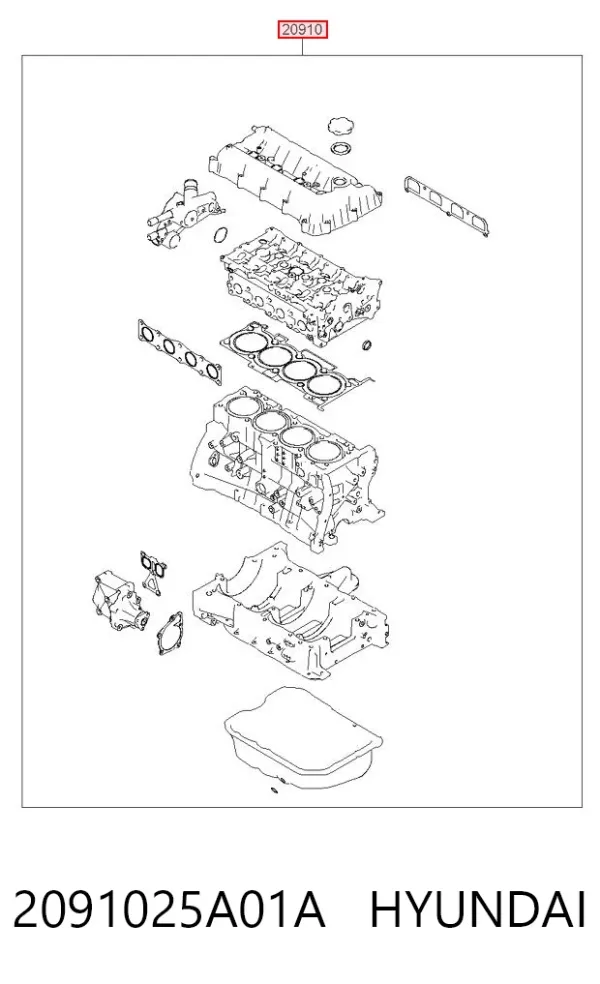 Juego de juntas para motor 2091025A01A Hyundai/Kia
