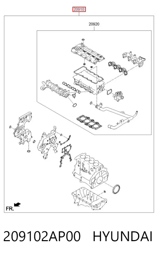 Juego de juntas para motor 209102AP00 Hyundai/Kia