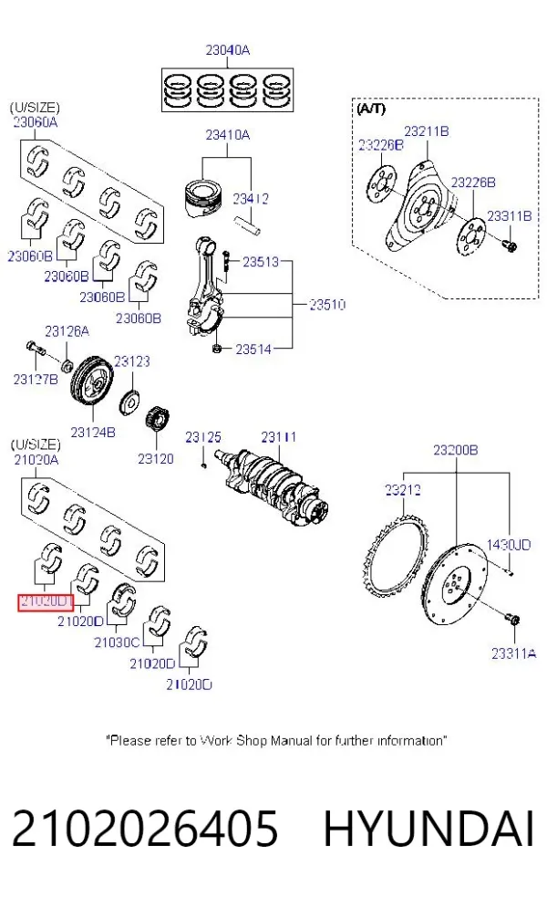 Cojinetes de biela 2102026405 Hyundai/Kia