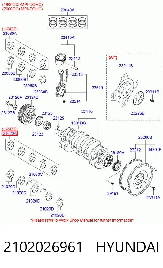 Juego de cojinetes de cigüeñal, cota de reparación (+0,25 mm) 2102026971 Chrysler