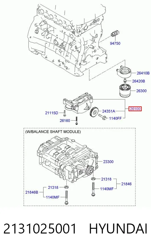 Bomba De Aceite 2131025001 Hyundai/Kia