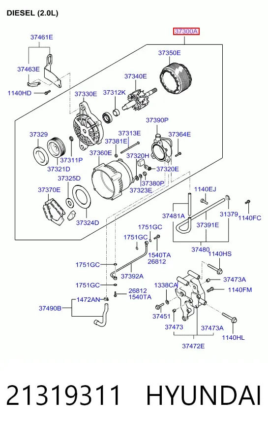 Alternador 21319311 Hyundai/Kia