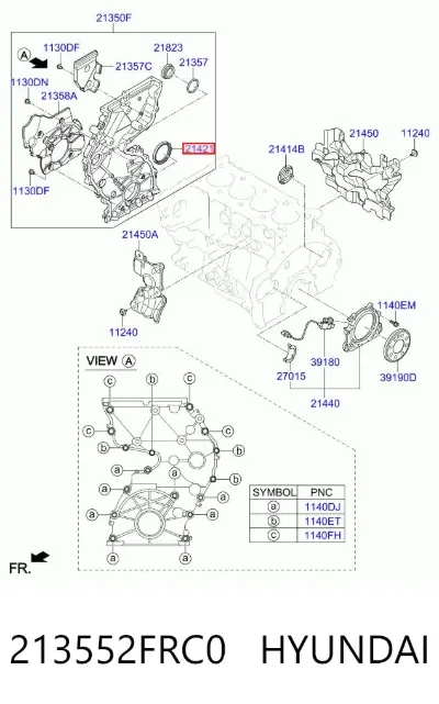 Retén delantero del cigüeñal HYUNDAI 213552FRC0