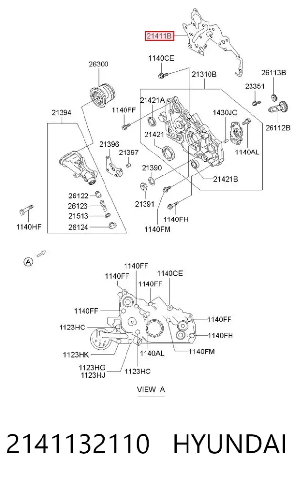 Junta de tapa frontal del motor 2141132110 Hyundai/Kia