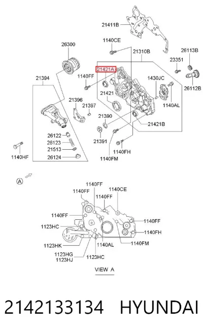 Retén del eje intermedio (de equilibrado) del motor HYUNDAI 2142133134