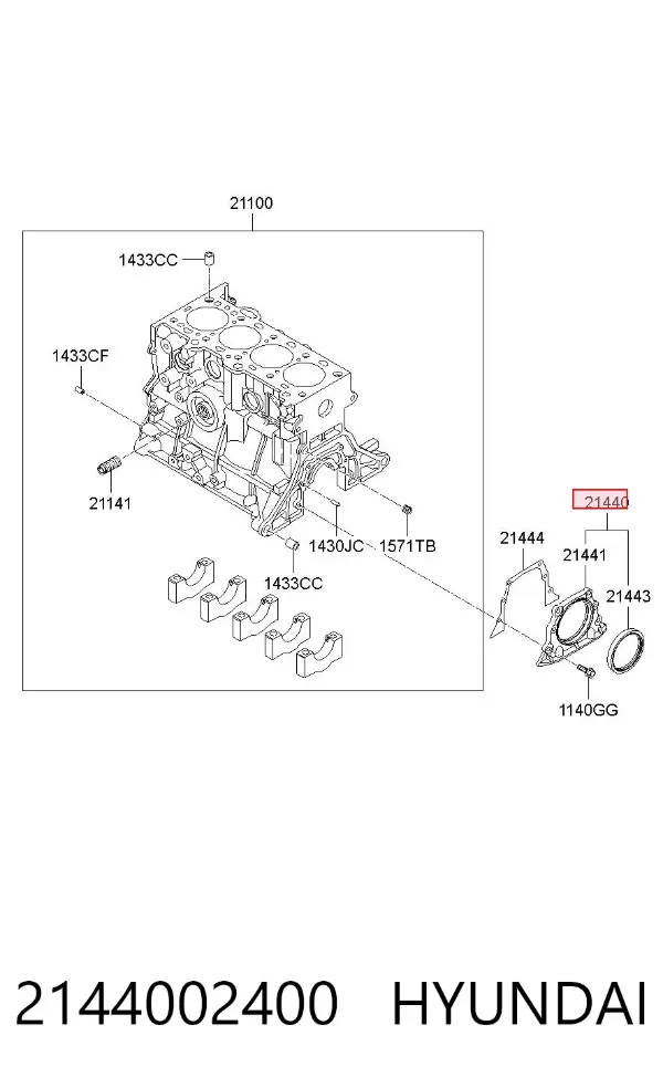 Retén de cigüeñal 2144002400 Hyundai/Kia