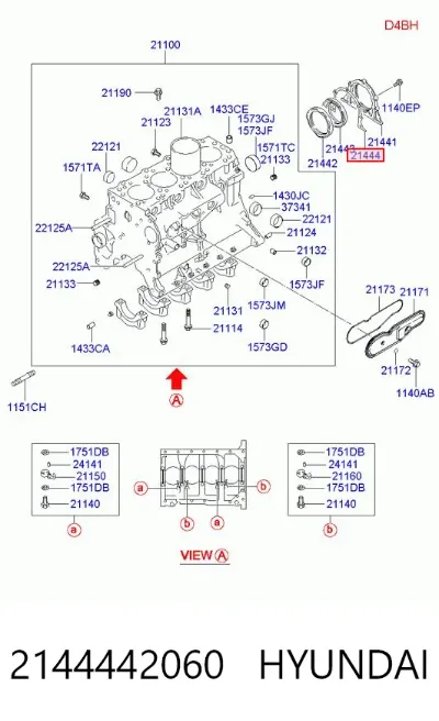 Junta de tapa trasera del cigüeñal HYUNDAI 2144442060