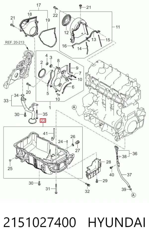 Cárter de aceite del motor 2151027400 Hyundai/Kia
